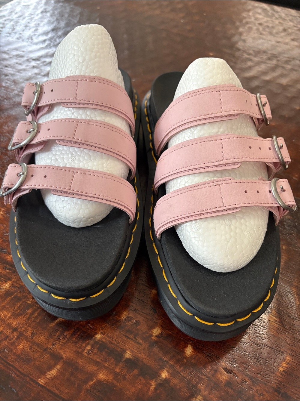 Dr. Martens Pink Triple-Strap Platform Sandals